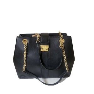 Marc New York Andrew Marc Black Leather chain handle bag strap boho large
